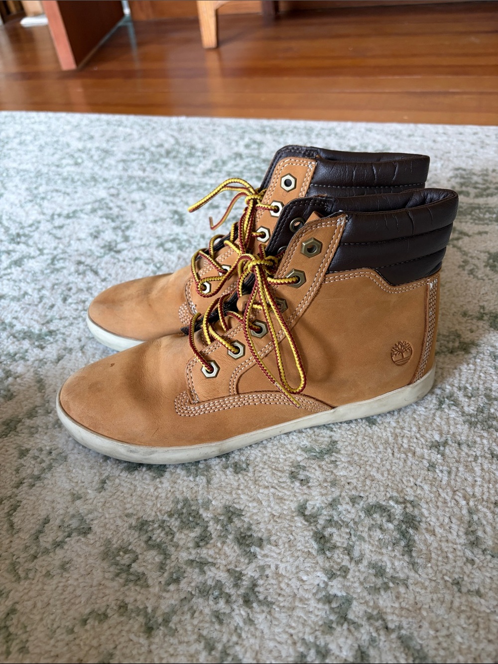 Timberland Women’s Tan and Dark Brown High-Top Boots
